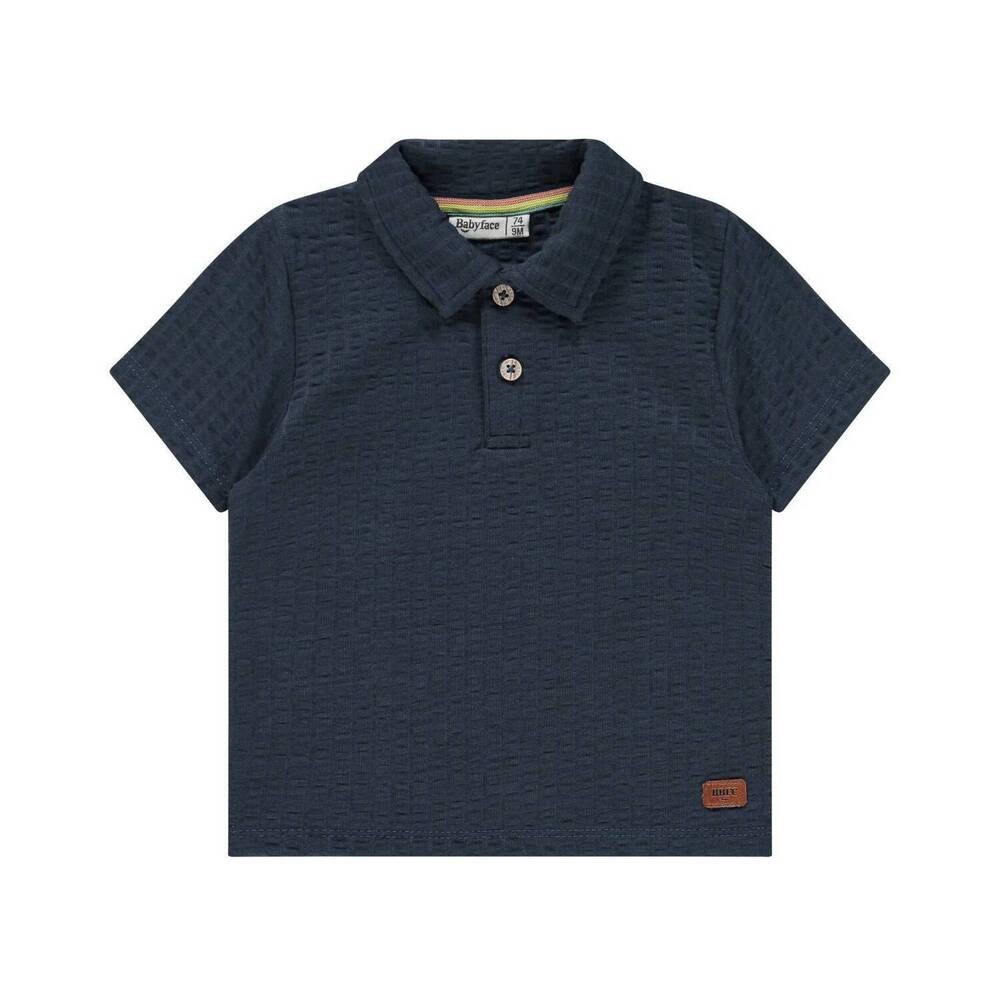 NEW BABYFACE boy's textured short sleeve polo in heavy blue